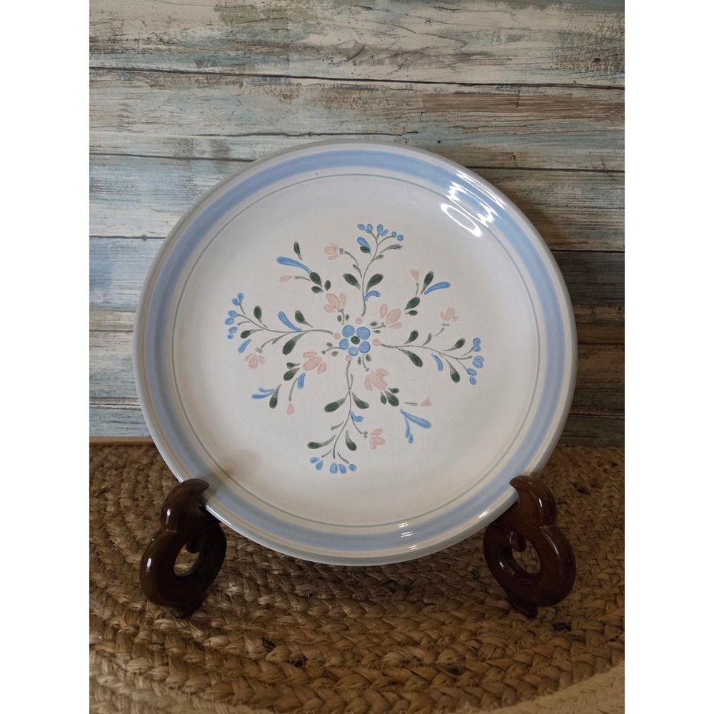 Fascino‎ Stoneware Dinner Plate Hand Decorated Floral Blue Pink Japan Vintage